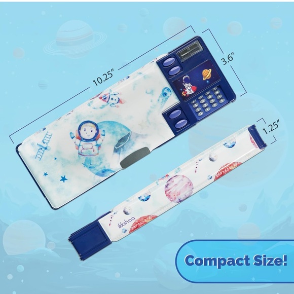2-Pc Ikshaa Astronaut Pencil Case –‎ Double-Sided with Calculator & Ruler - Picture 5 of 9